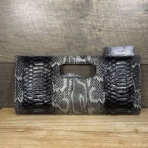 Giannini Black Snakeskin Faux Leather Clutch NWT